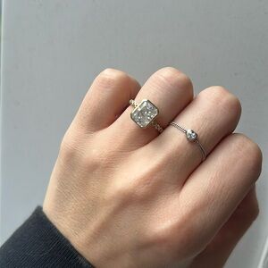 Melinda Maria Radiant Cut Crystal Ring Size 6